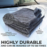 Foxcare Microfiber Cloth for Car - 1200 GSM, 40x60cms, 1Pcs, Grey Twisted Loop Super Absorbent Towel - Edgeless Design with Plush Pile and Lint Free Cloth for Drying and Detailing