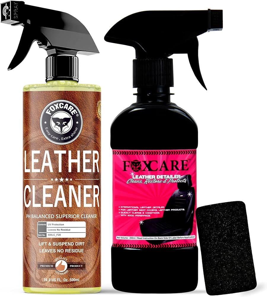 Foxcare Leather Cleaner and Leather Detailer Kit for Use on Leather Apparel, Furniture, Car Interiors, Shoes, Boots, Bags & More - Combo- 700ml - Foxcare Industries