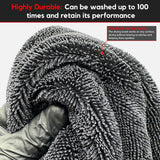 Foxcare Microfiber Cloth for Car - 1200 GSM, 40x60cms, 1Pcs, Grey Twisted Loop Super Absorbent Towel - Edgeless Design with Plush Pile and Lint Free Cloth for Drying and Detailing