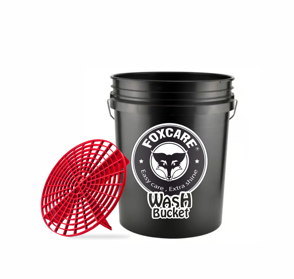 Foxcare Red Grit Safe and Detailing Car Wash Black Bucket