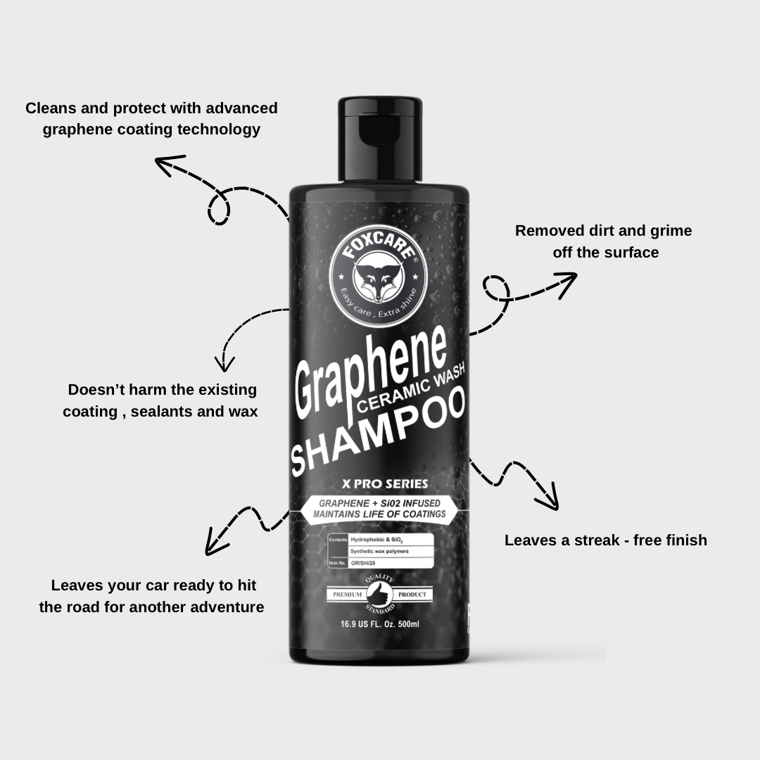 Foxcare Graphene Ceramic Car Shampoo - Foam Car Wash - Adds Hydrophobic Protection With Every Wash | Maintains Ceramic Coatings, Waxes Or Sealants | With Sio2 Ingredients For Incredible Shine - 500ml - Foxcare Industries