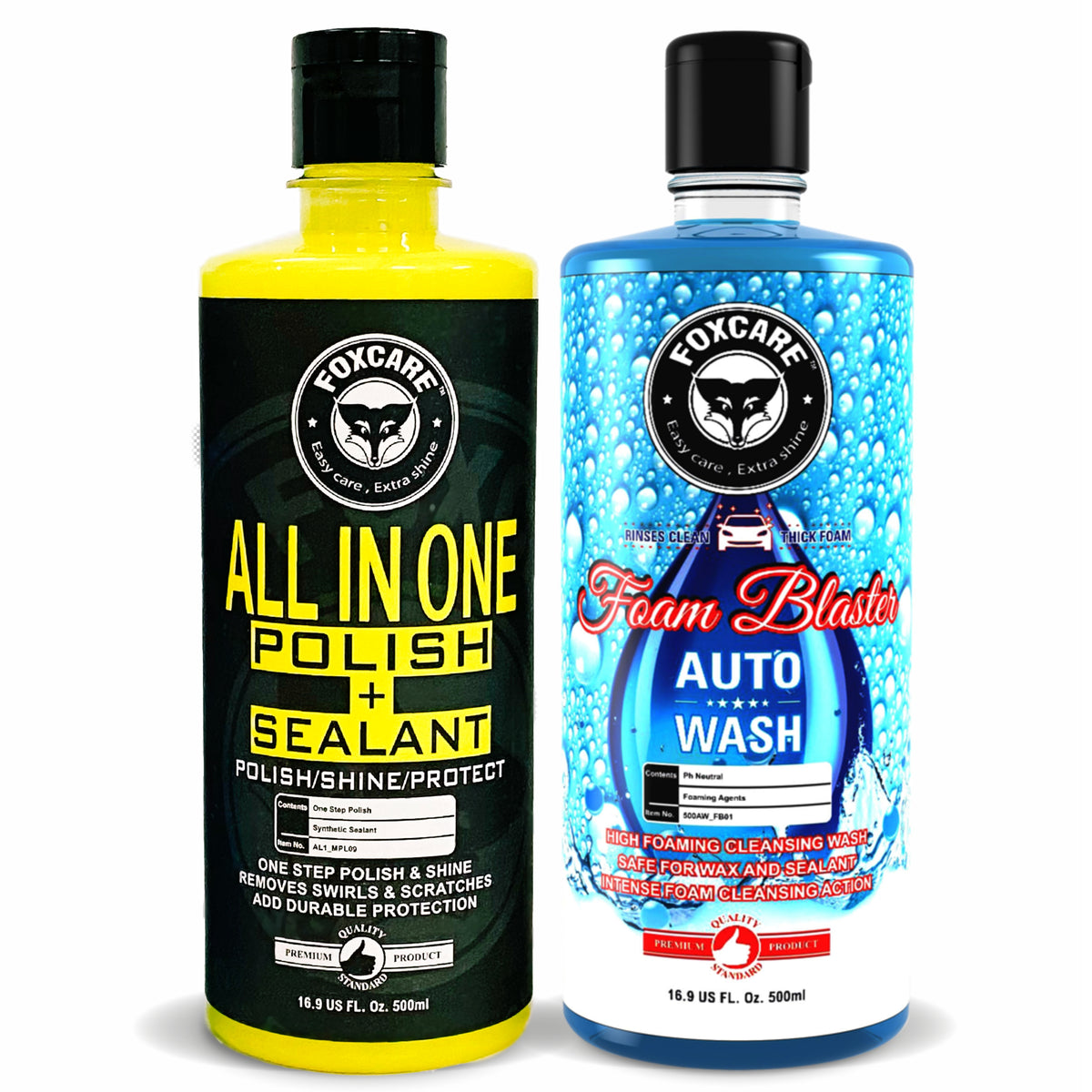 Foxcare Exterior combo (foam blaster shampoo + All in one polish ) (500ml each) - Foxcare Industries