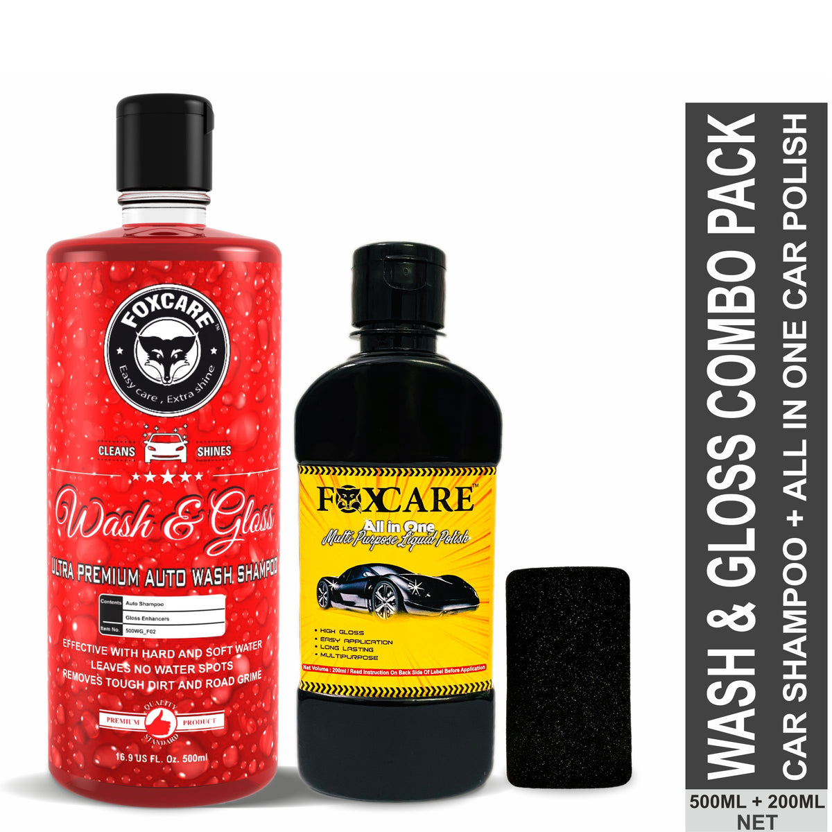 Foxcare shampoo + car polish combo (700ml Net) - Foxcare Industries