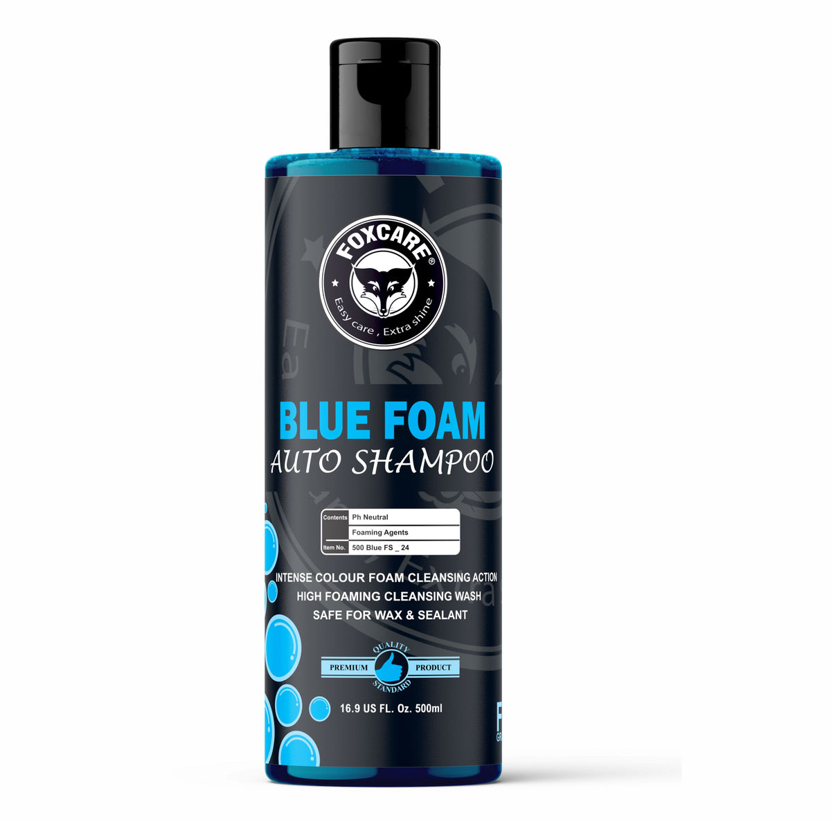 Foxcare Blue Colour Foam Car Shampoo | Produces Thick Blue Colour Foam - 500ml - Foxcare Industries