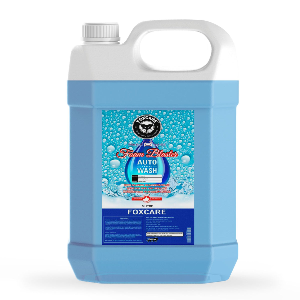 Foxcare Foam Blaster - Auto Wash Shampoo (5LITRE / 5KG ) - Foxcare Industries