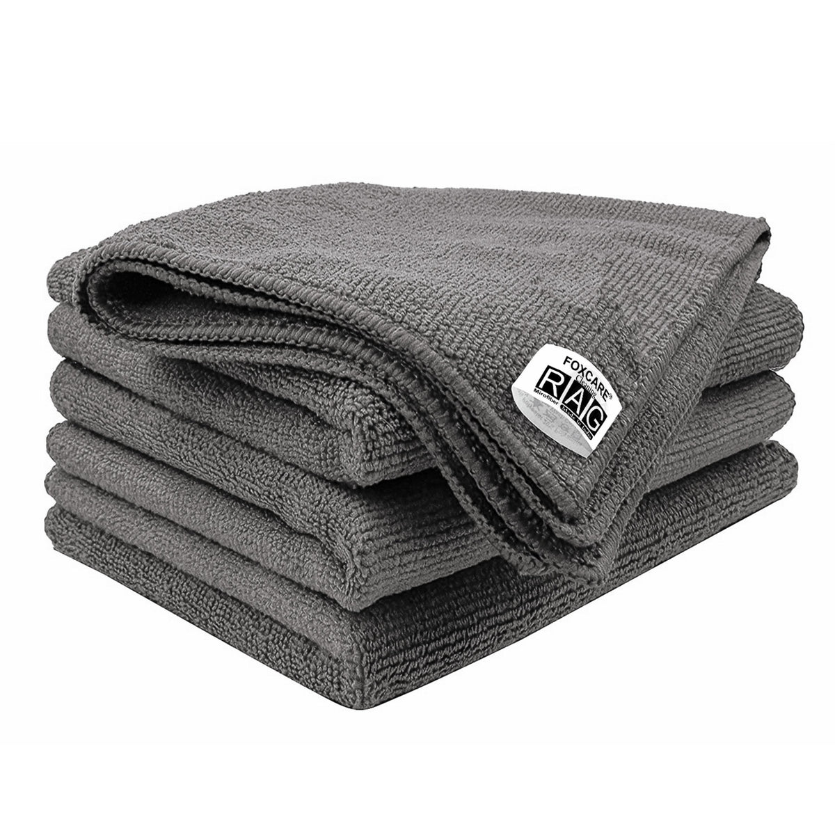 Foxcare Rag Grey Microfiber Cloth - 40x40 cms - 350 GSM - Thick Lint & Streak-Free Multipurpose Cloths -Automotive Microfibre Towels for Car Bike Cleaning Polishing Washing & Detailing - Foxcare Industries