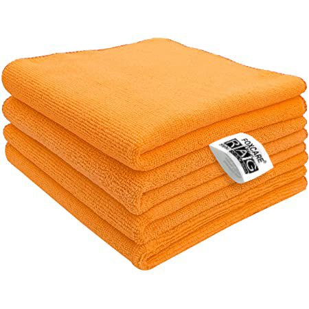 Foxcare Rag Orange Microfiber Cloth - 40x40 cms - 350 GSM - Thick Lint & Streak-Free Multipurpose Cloths -Automotive Microfibre Towels for Car Bike Cleaning Polishing Washing & Detailing - Foxcare Industries