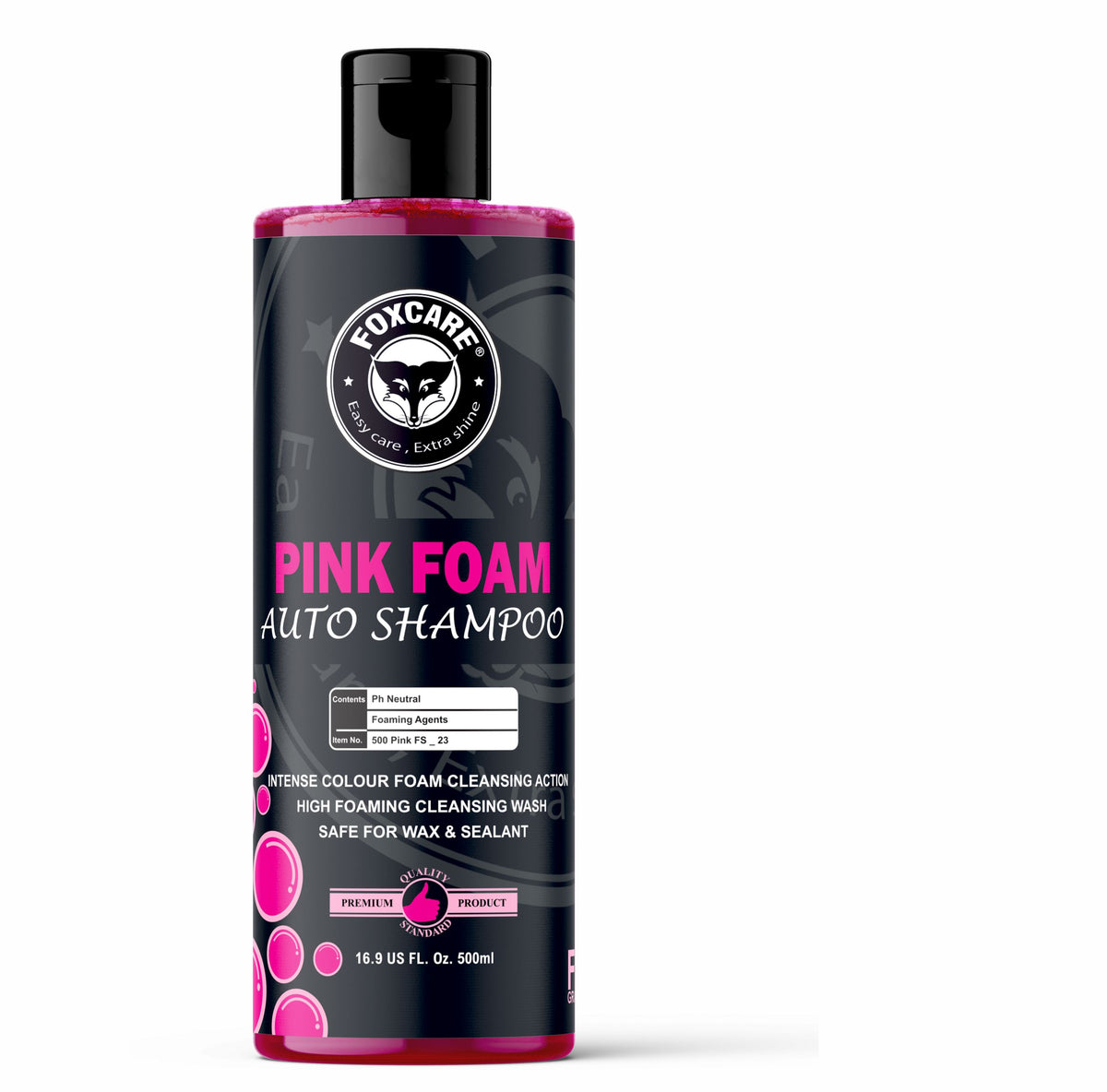 Foxcare Pink Colour Foam Car Shampoo | Produces Thick Pink Colour Foam - 500ml - Foxcare Industries