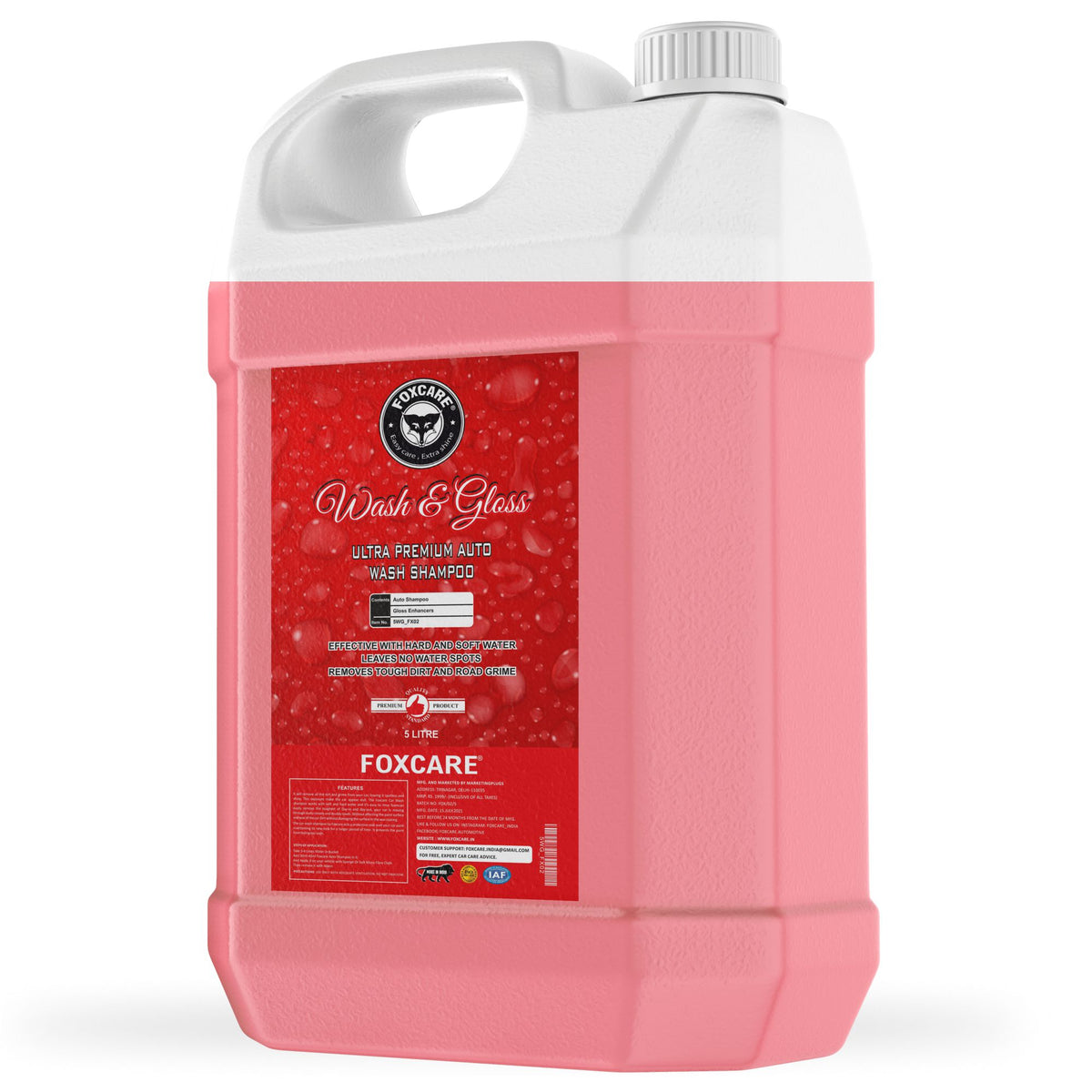 Foxcare Wash & Gloss - Ultra Premium Auto wash Shampoo (5 KG) - Foxcare Industries