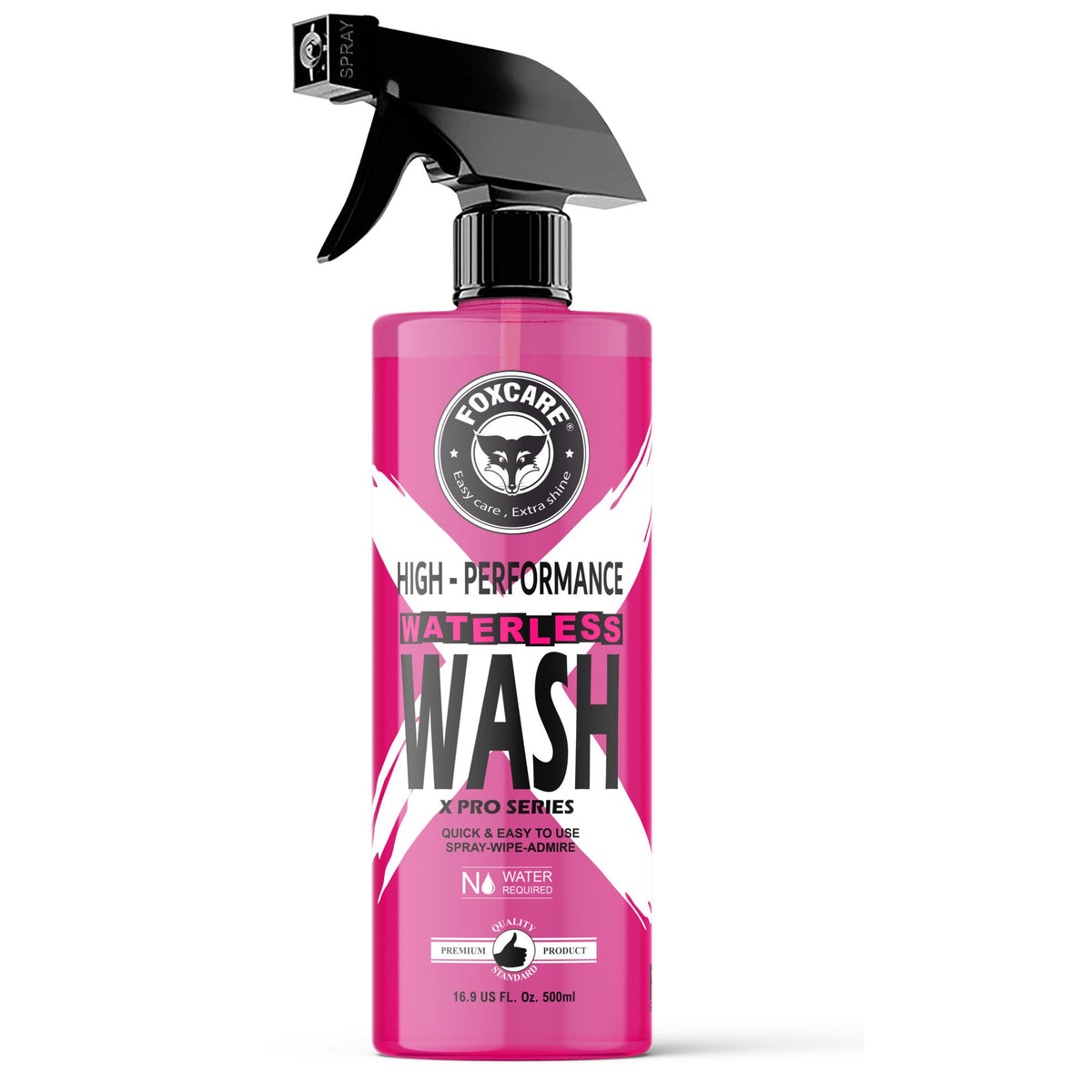 Foxcare Waterless Wash, Easy to use High-Lubricity No Scratch Formula Spot-Free Wash Without Water Long Lasting Glossy Finish (500ml waterless) - Foxcare Industries